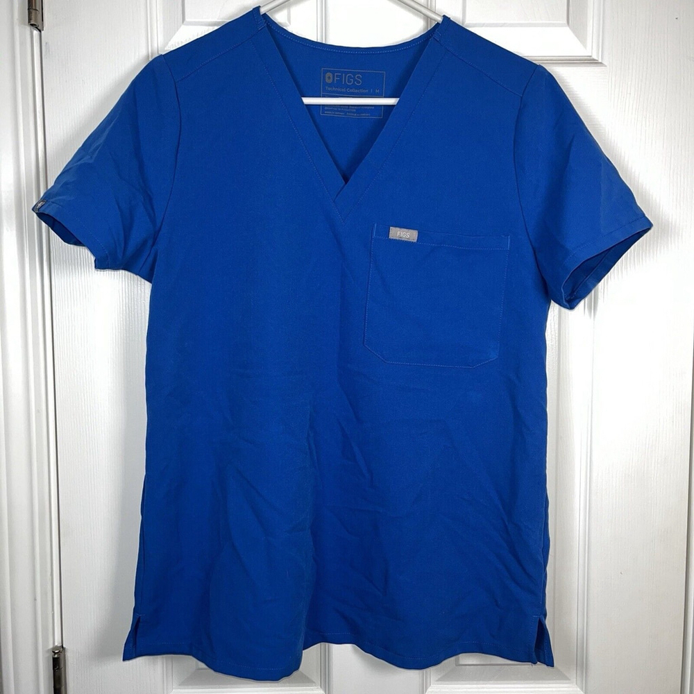 FIGS Technical Collection Womens V Neck Scrub Size Medium Blue Top Style FW1000